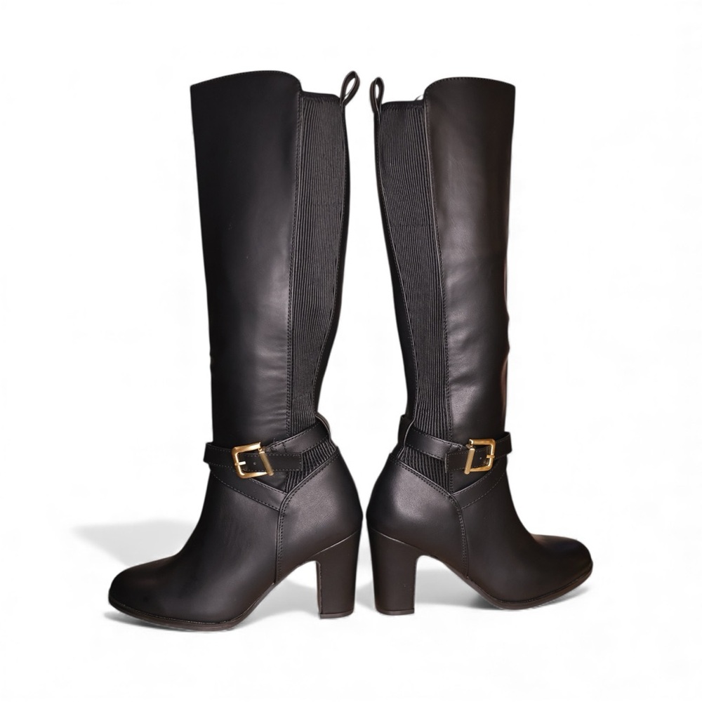 White Mountain Teals Knee High Boots in black smooth finish Women’s size 5